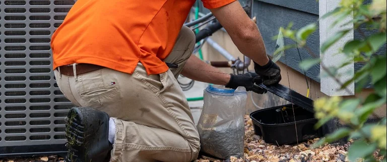 Worker setting up chipmunk trap station